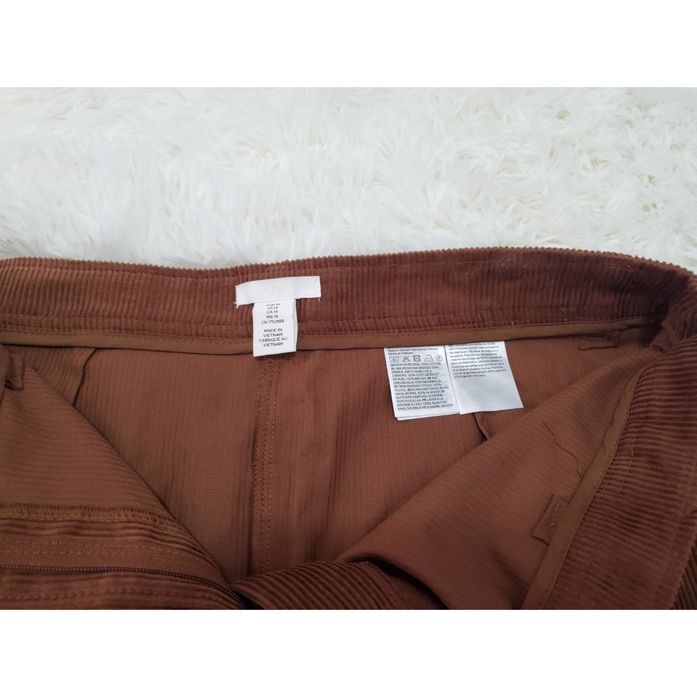 H&M Brown Corduroy Mini Skirt Size 14 Cottagecore Earth Tone Festival Wear - Picture 4 of 4